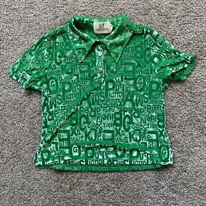 Fashion Brand Company Green Wordy Polo